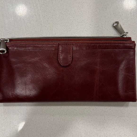 HOBO Handbags - HOBO Maroon Leather Clutch EUC